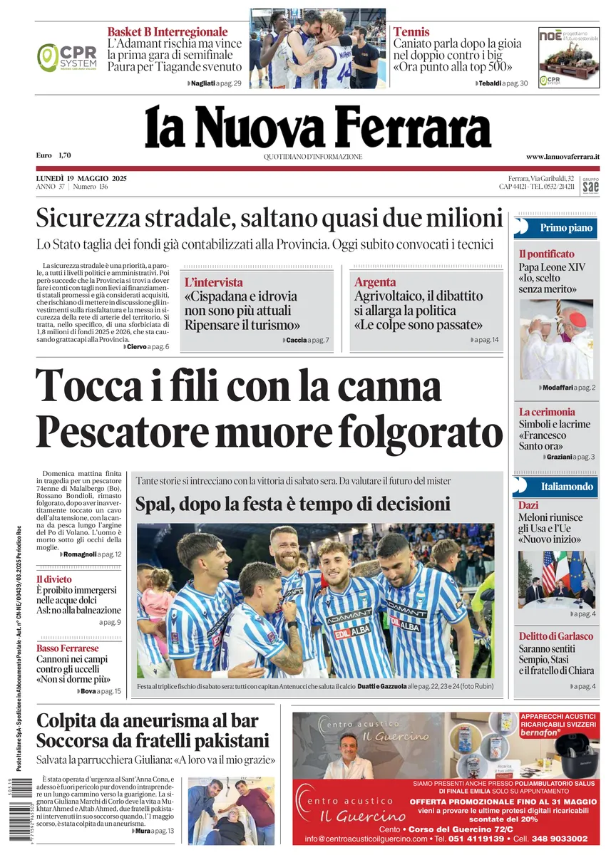 Prima-pagina-nuova ferrara-oggi-edizione-del-2025-05-19